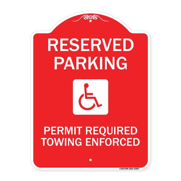 Signmission Reserved Parking Permit Required Towing Enforced W/ Graphic Alum Sign, 18" x 24", RW-1824-23057 A-DES-RW-1824-23057 - main